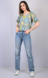 Women's Olive Green Floral Print V-Neck Top (OTL-TPS1036)